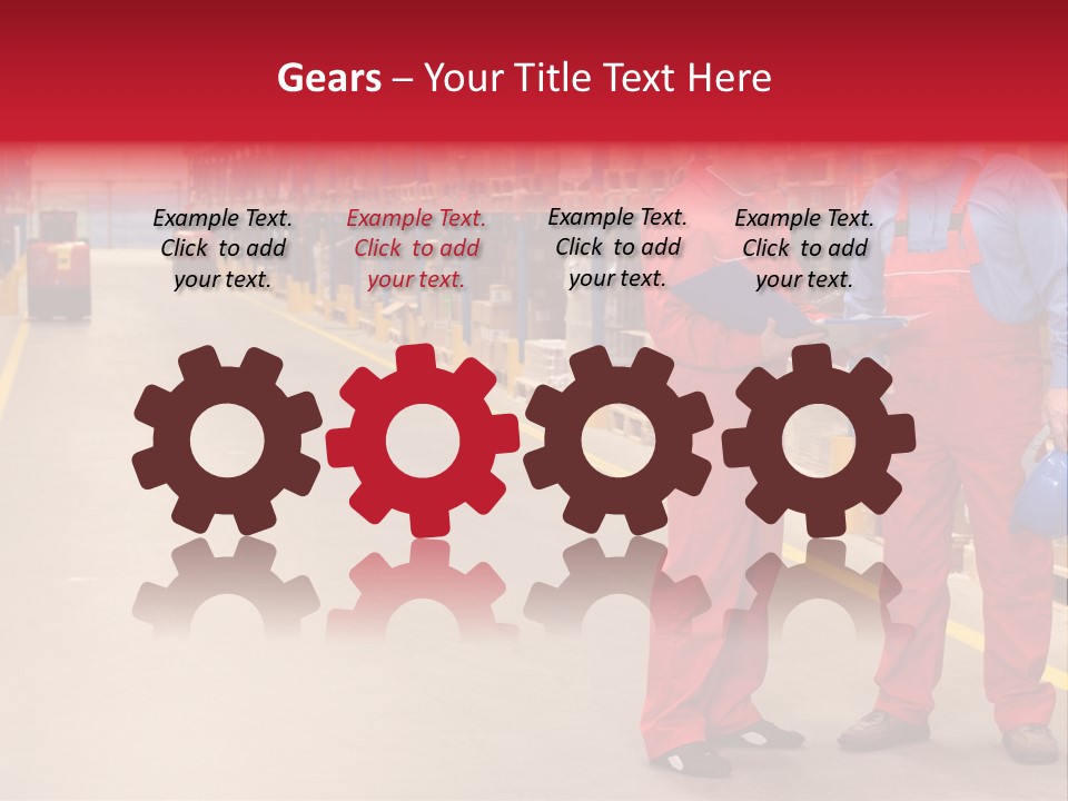 Standing Workers In Warehouse Reading Invoice PowerPoint Template