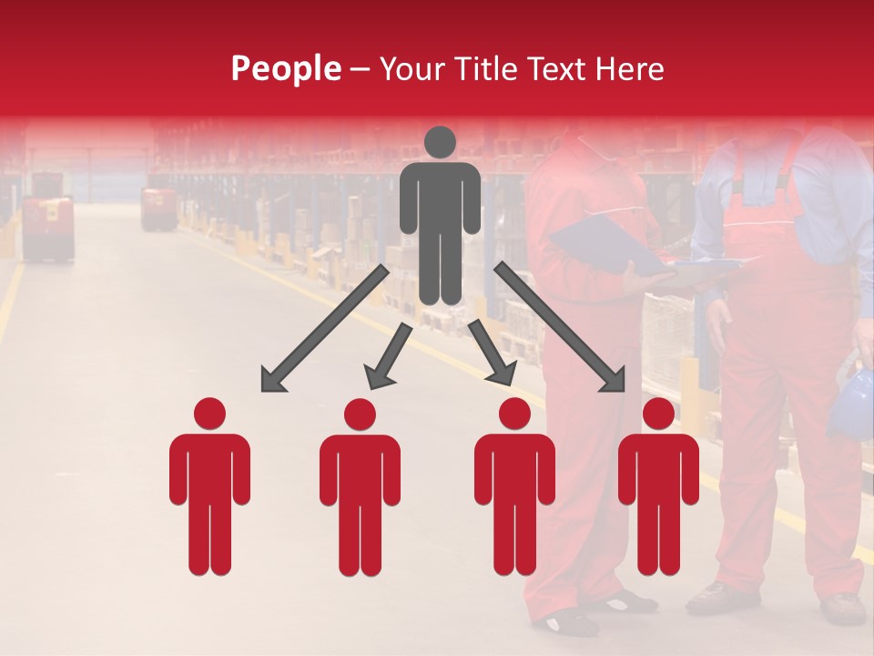 Standing Workers In Warehouse Reading Invoice PowerPoint Template