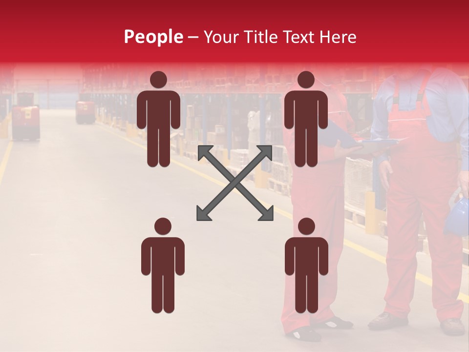 Standing Workers In Warehouse Reading Invoice PowerPoint Template