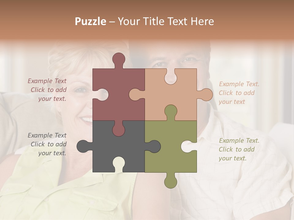 Couple Relaxing In Living Room And Smiling PowerPoint Template