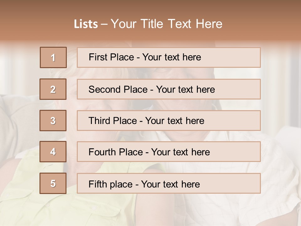 Couple Relaxing In Living Room And Smiling PowerPoint Template