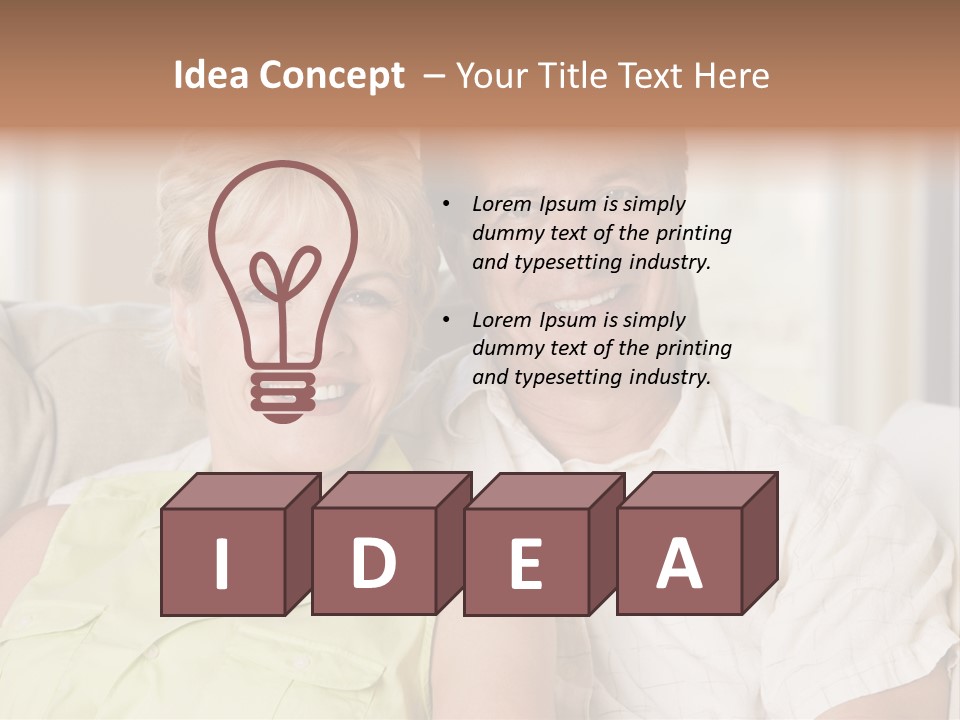 Couple Relaxing In Living Room And Smiling PowerPoint Template