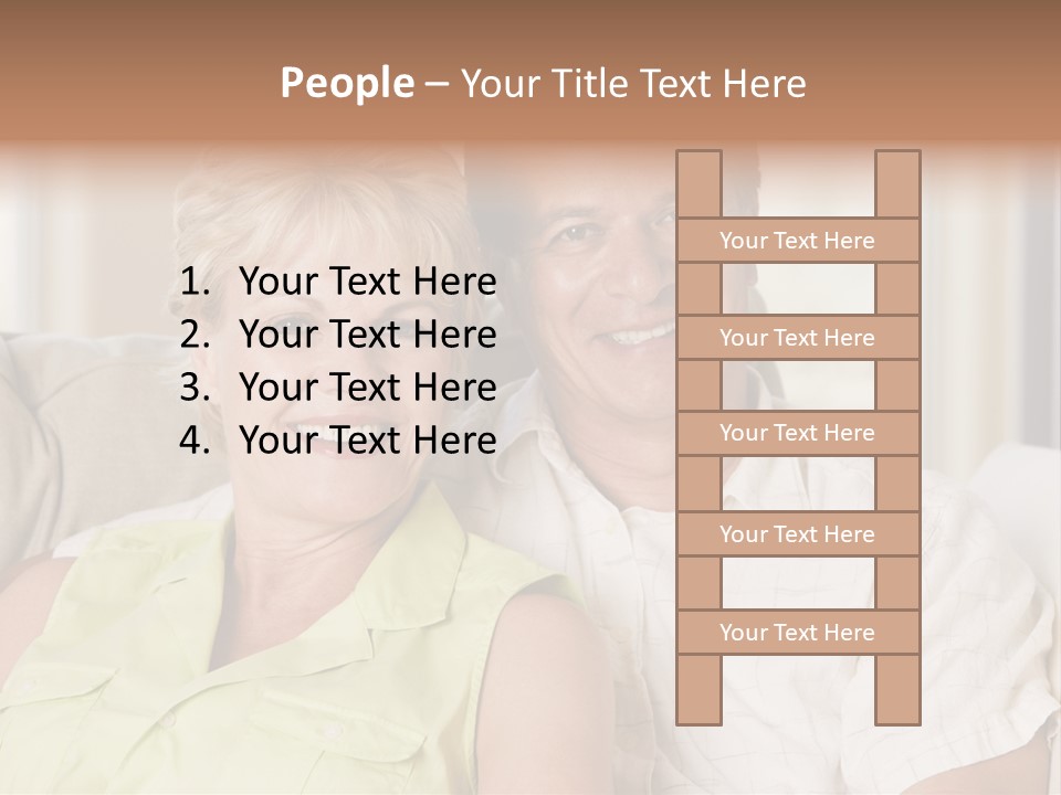 Couple Relaxing In Living Room And Smiling PowerPoint Template