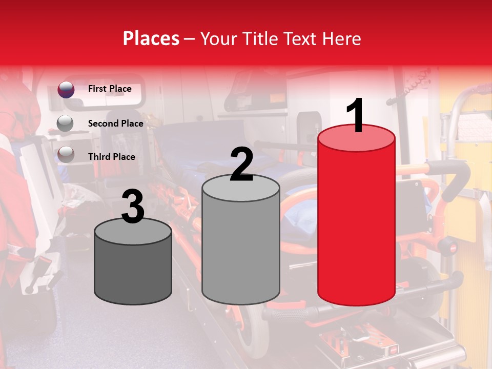 Ambulance Interior Details. Emergency Equipment And Devices Visible PowerPoint Template