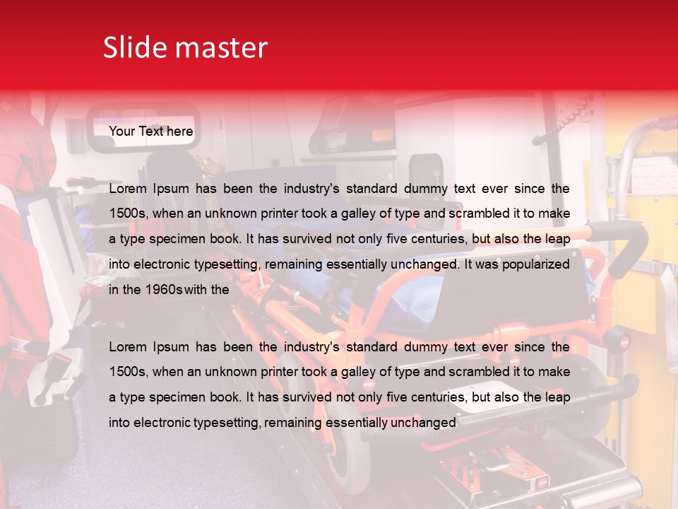 Ambulance Interior Details. Emergency Equipment And Devices Visible PowerPoint Template