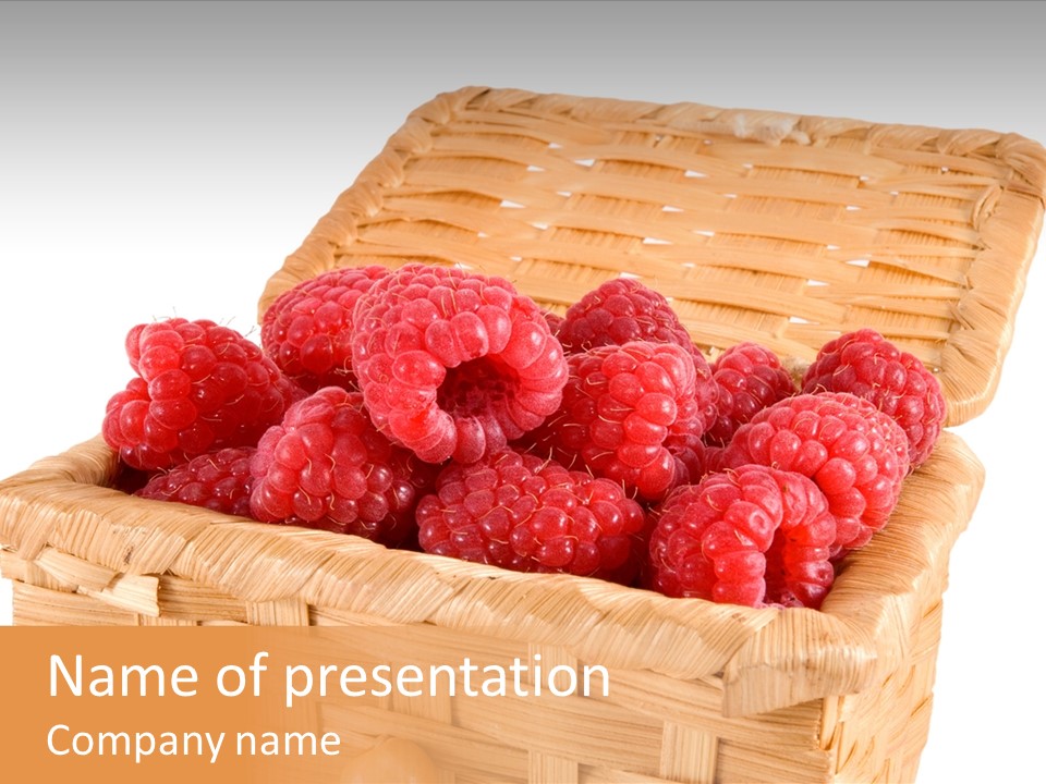 The Bast-Basket With A Raspberry Is Photographed On A White Background PowerPoint Template