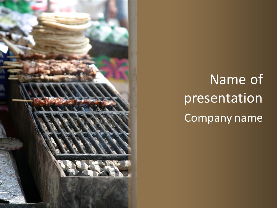 Souvlaki Grilling Outdoors PowerPoint Template