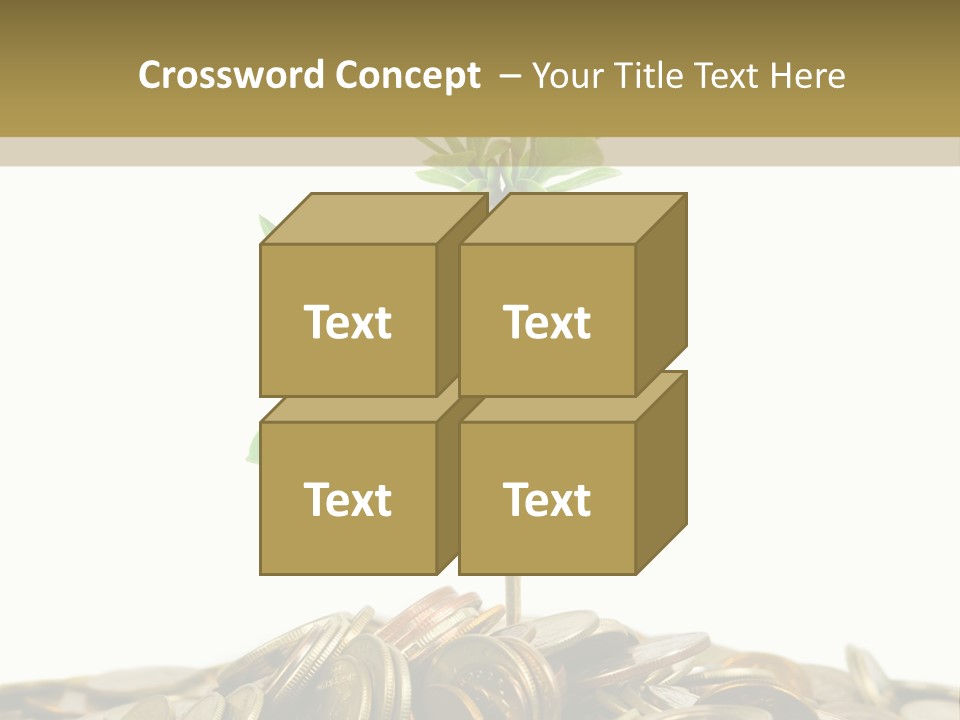 Coins And Plant, Isolated On White Background PowerPoint Template