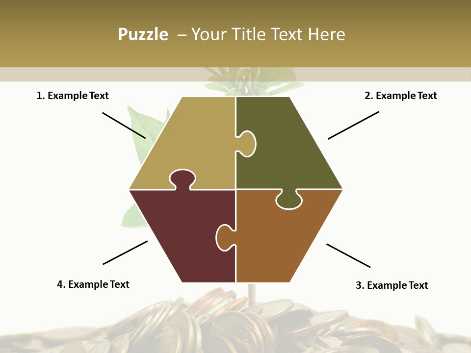 Coins And Plant, Isolated On White Background PowerPoint Template