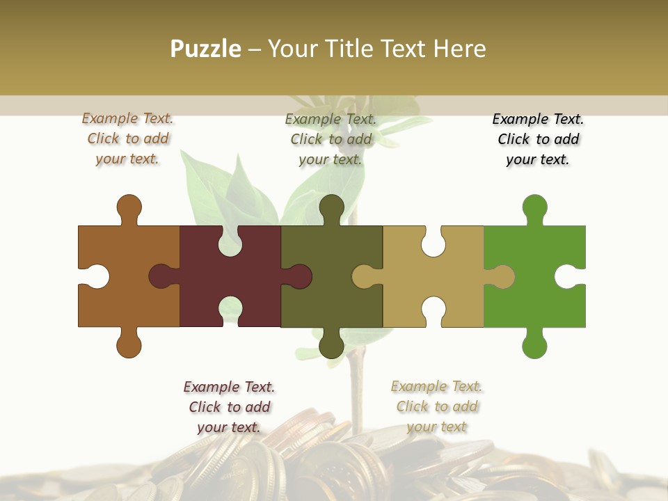 Coins And Plant, Isolated On White Background PowerPoint Template