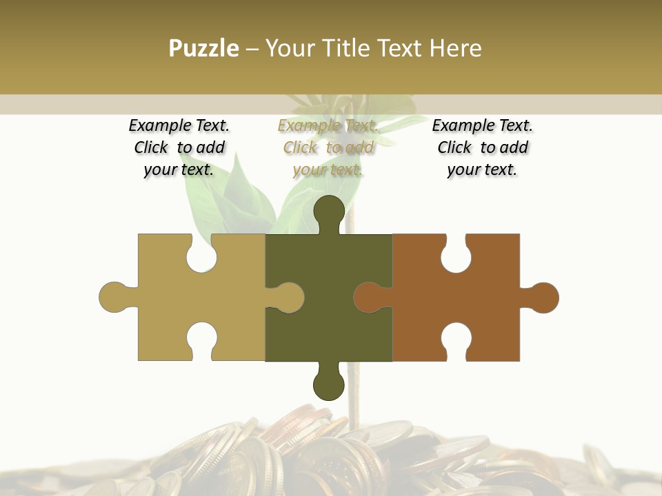 Coins And Plant, Isolated On White Background PowerPoint Template