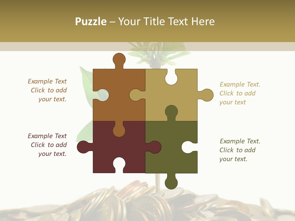 Coins And Plant, Isolated On White Background PowerPoint Template