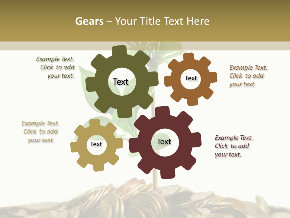 Coins And Plant, Isolated On White Background PowerPoint Template