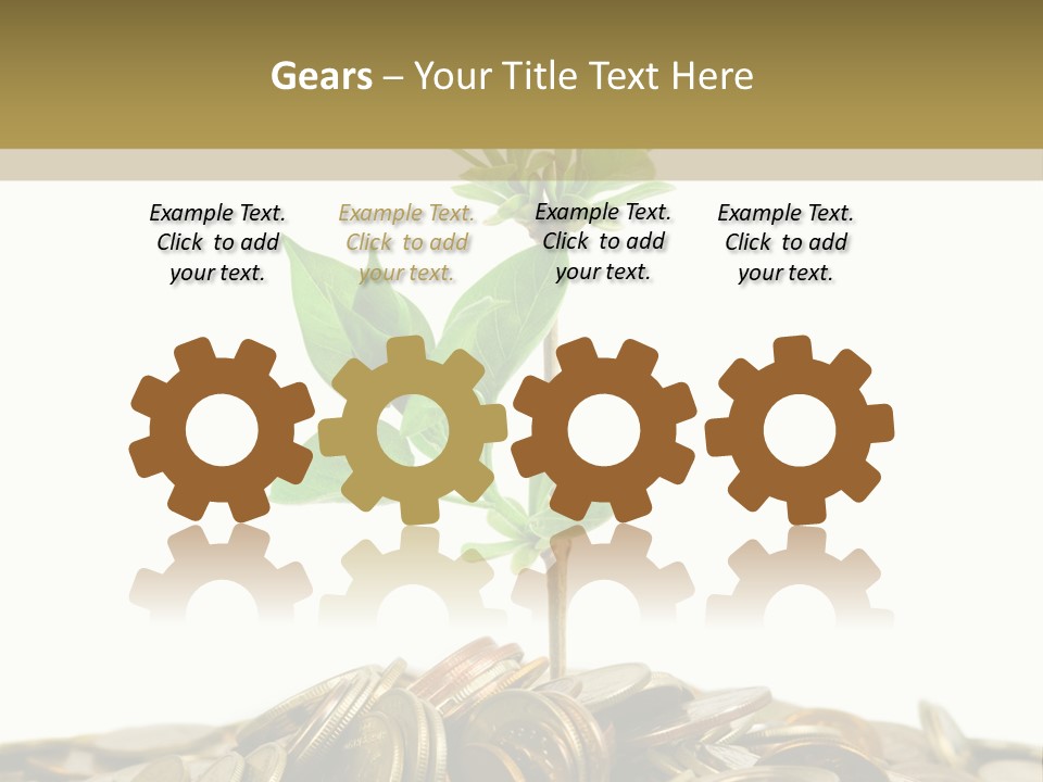 Coins And Plant, Isolated On White Background PowerPoint Template