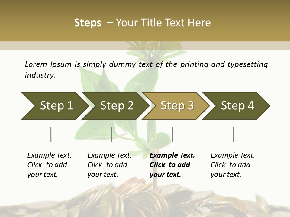 Coins And Plant, Isolated On White Background PowerPoint Template