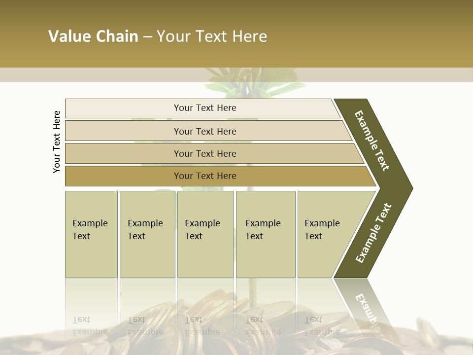 Coins And Plant, Isolated On White Background PowerPoint Template