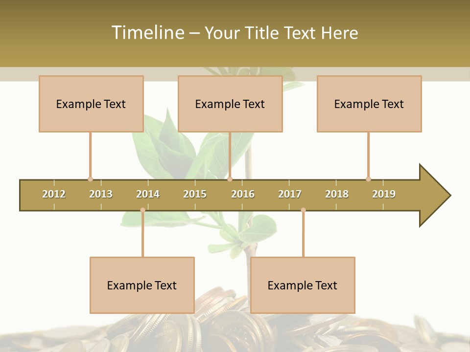 Coins And Plant, Isolated On White Background PowerPoint Template