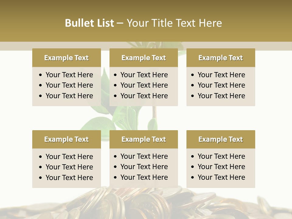 Coins And Plant, Isolated On White Background PowerPoint Template