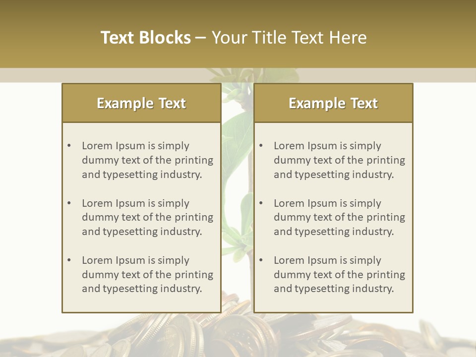 Coins And Plant, Isolated On White Background PowerPoint Template