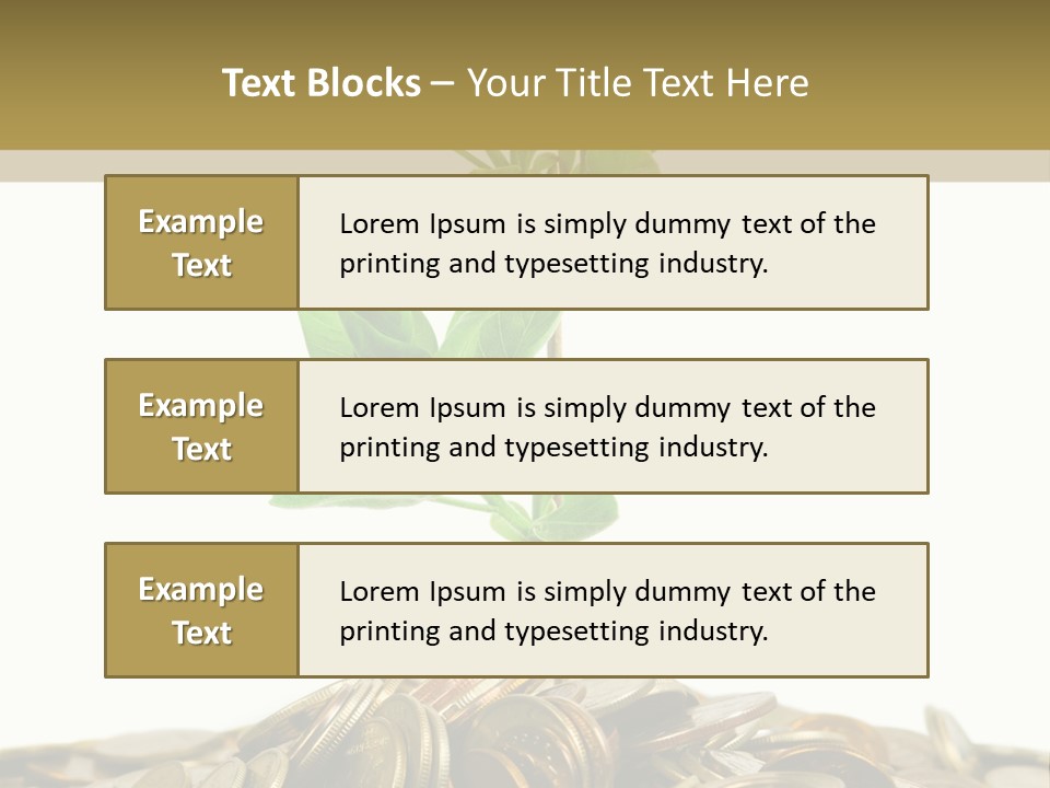 Coins And Plant, Isolated On White Background PowerPoint Template