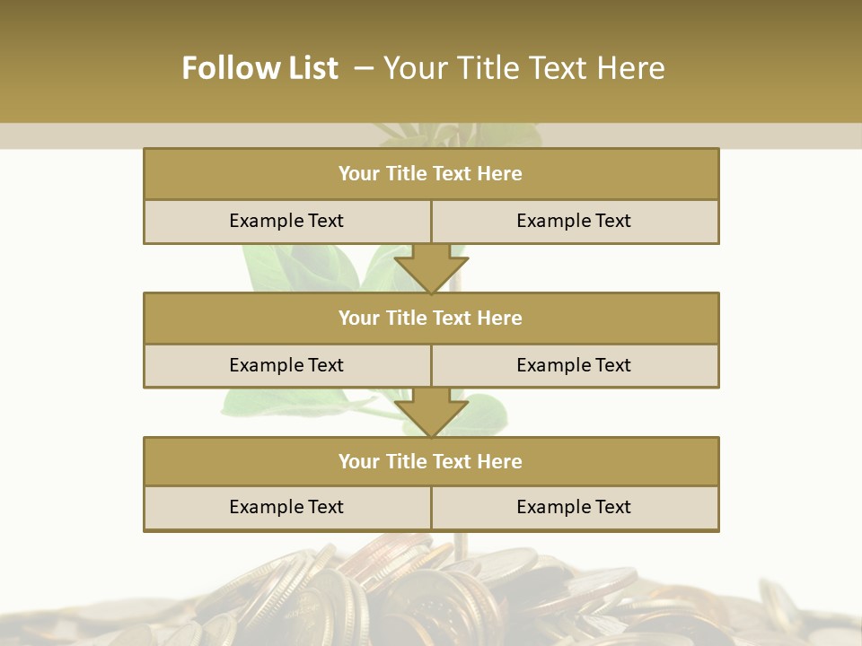 Coins And Plant, Isolated On White Background PowerPoint Template