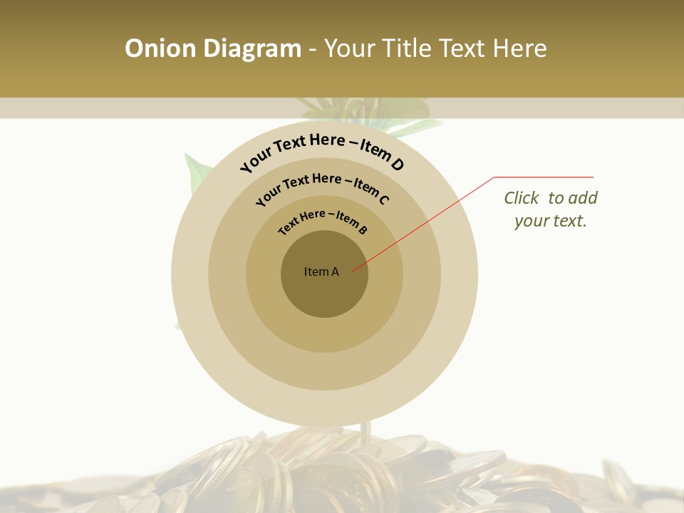 Coins And Plant, Isolated On White Background PowerPoint Template