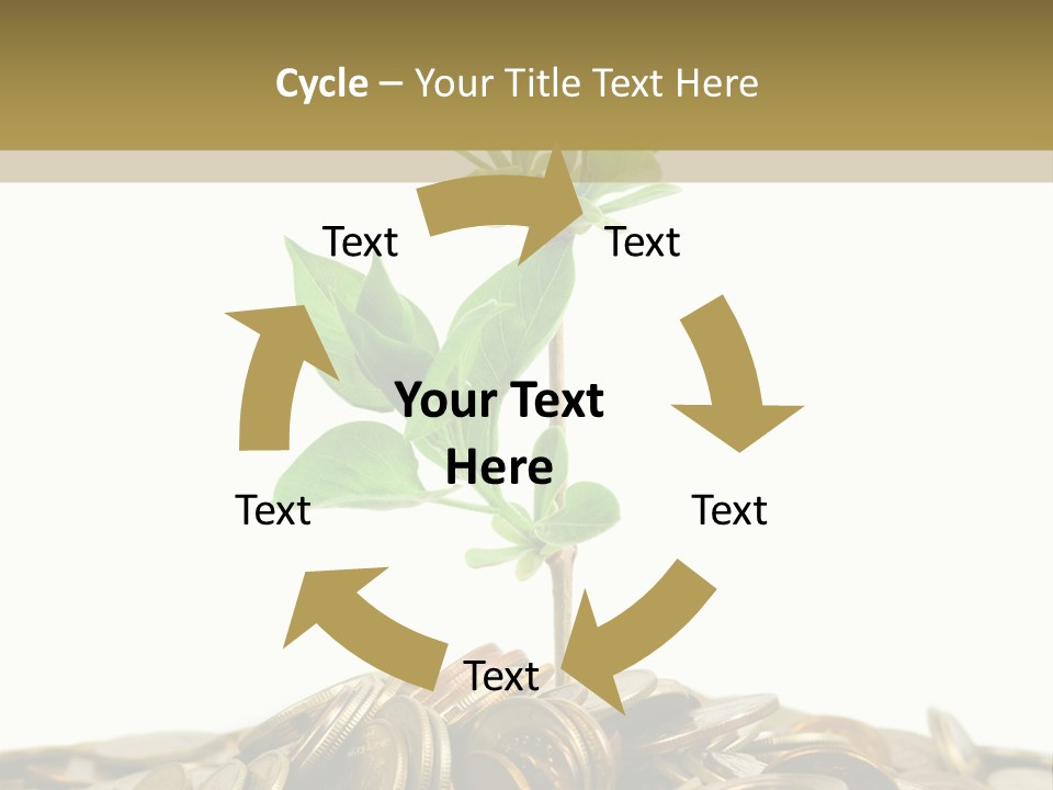 Coins And Plant, Isolated On White Background PowerPoint Template