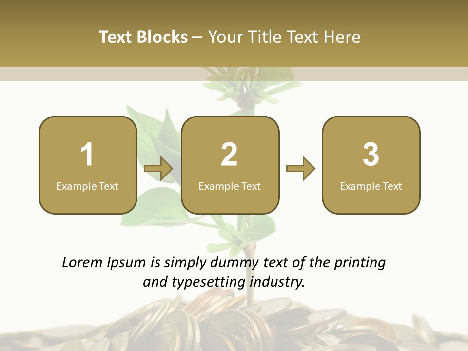 Coins And Plant, Isolated On White Background PowerPoint Template