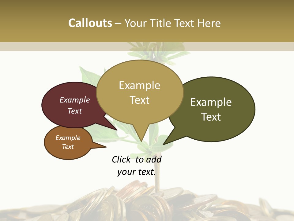 Coins And Plant, Isolated On White Background PowerPoint Template