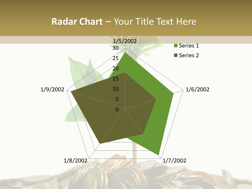 Coins And Plant, Isolated On White Background PowerPoint Template