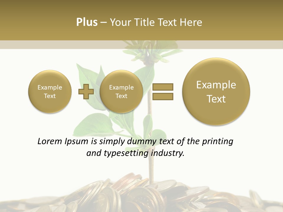 Coins And Plant, Isolated On White Background PowerPoint Template