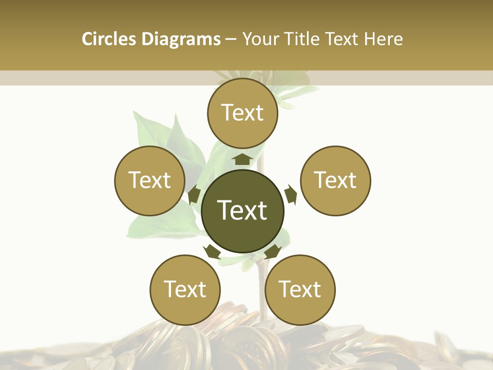 Coins And Plant, Isolated On White Background PowerPoint Template