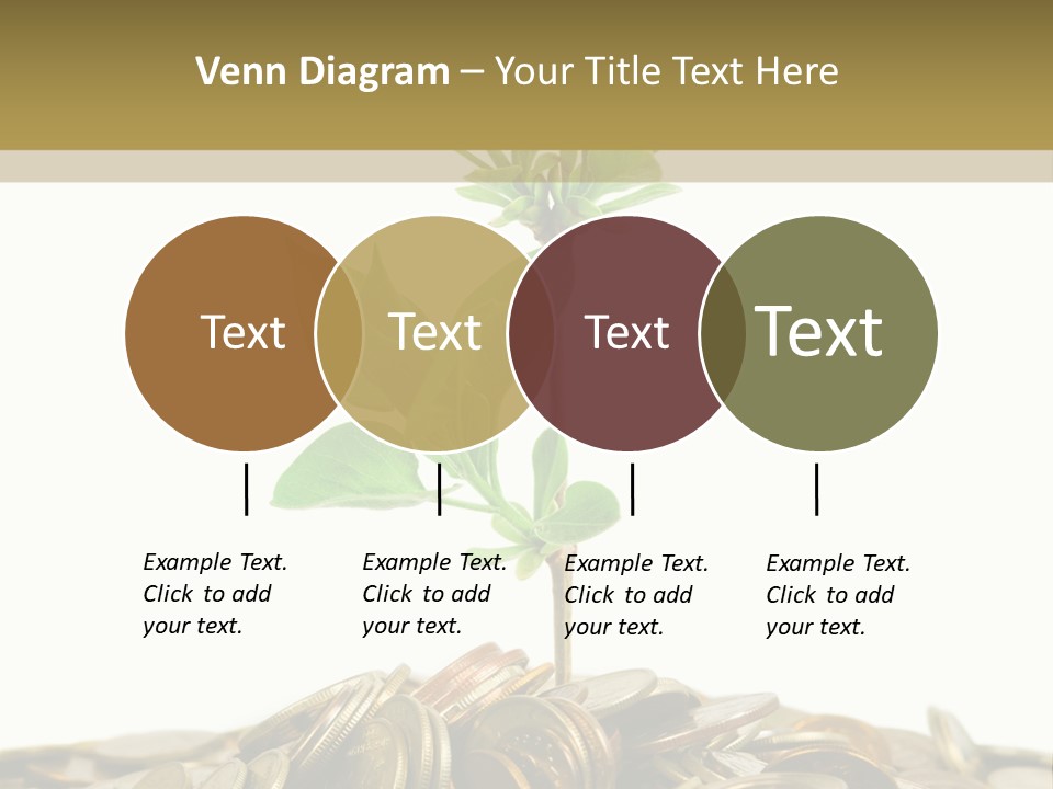 Coins And Plant, Isolated On White Background PowerPoint Template