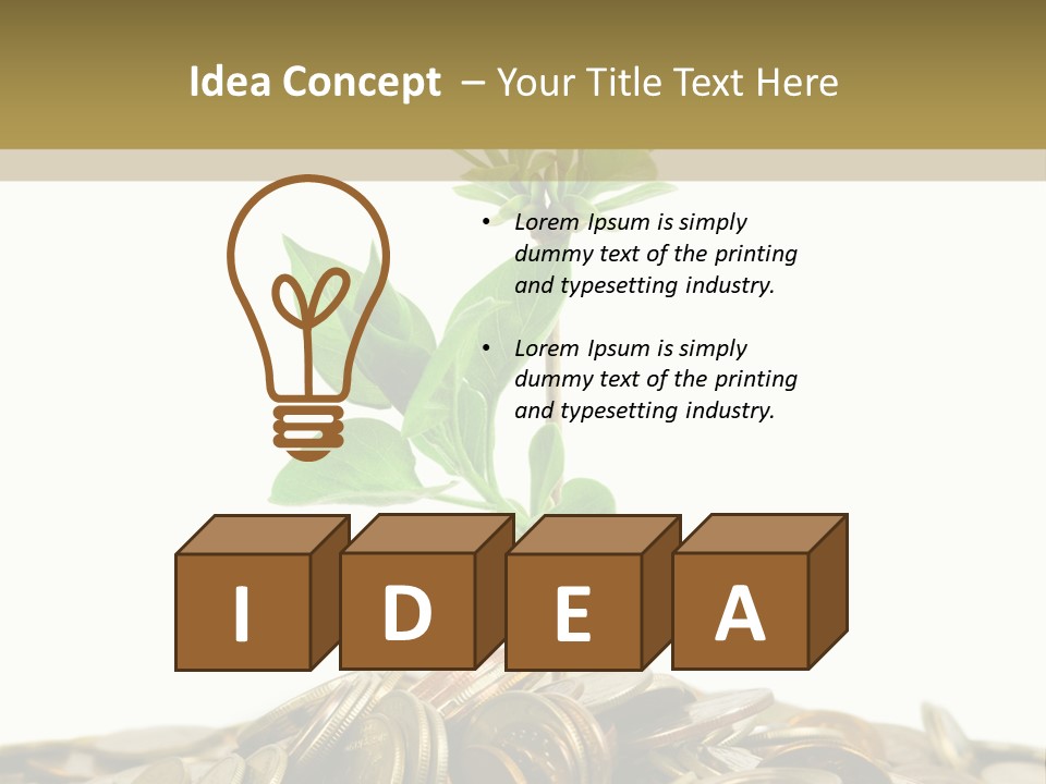 Coins And Plant, Isolated On White Background PowerPoint Template