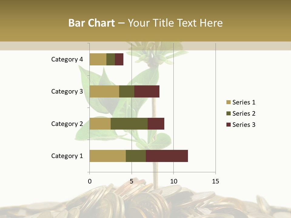 Coins And Plant, Isolated On White Background PowerPoint Template