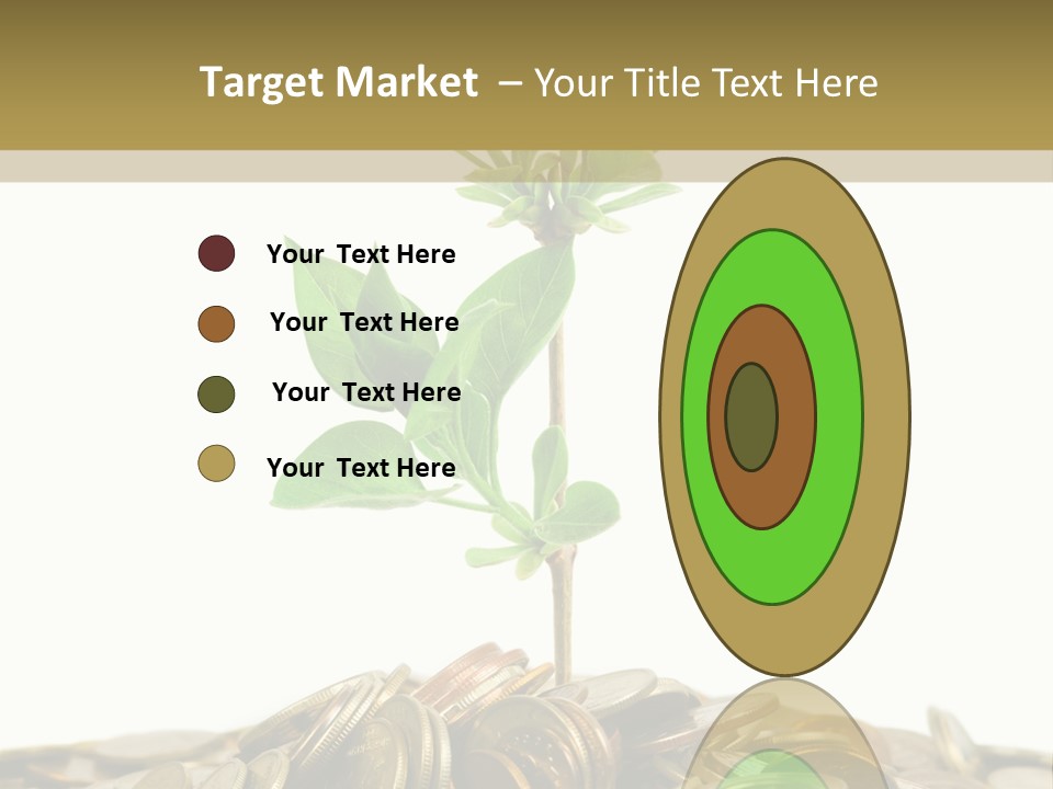 Coins And Plant, Isolated On White Background PowerPoint Template