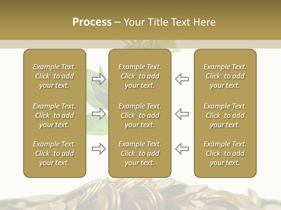 Coins And Plant, Isolated On White Background PowerPoint Template
