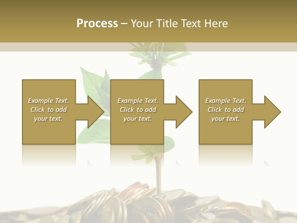 Coins And Plant, Isolated On White Background PowerPoint Template
