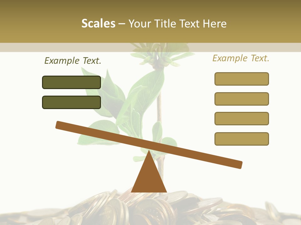 Coins And Plant, Isolated On White Background PowerPoint Template