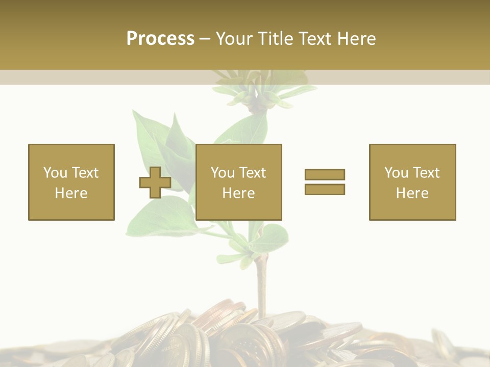 Coins And Plant, Isolated On White Background PowerPoint Template