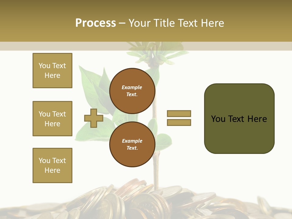 Coins And Plant, Isolated On White Background PowerPoint Template