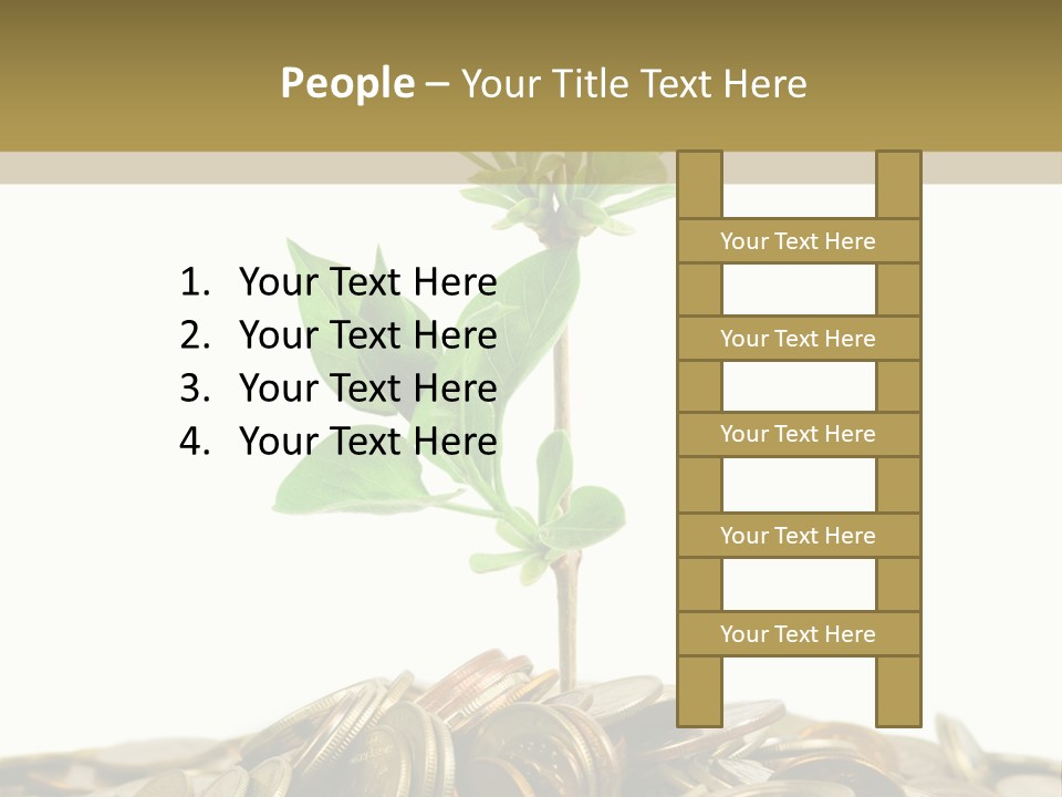 Coins And Plant, Isolated On White Background PowerPoint Template