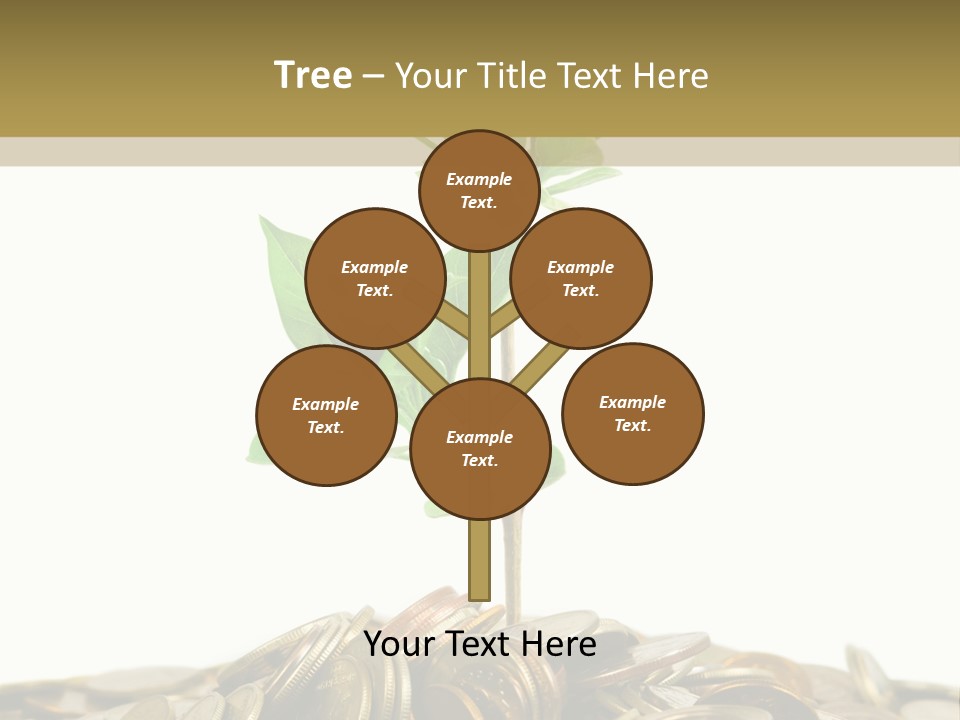 Coins And Plant, Isolated On White Background PowerPoint Template