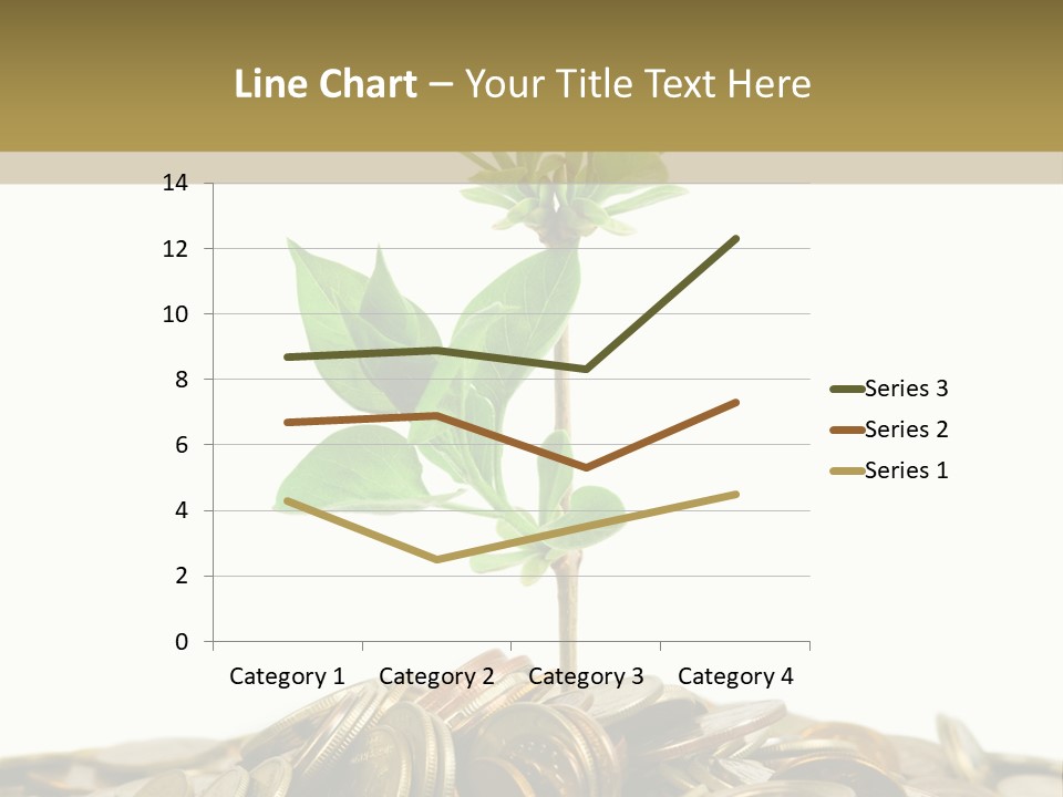 Coins And Plant, Isolated On White Background PowerPoint Template
