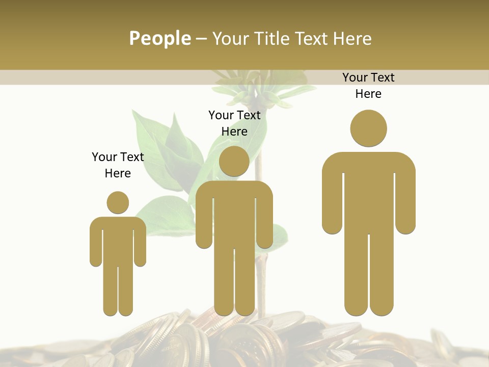 Coins And Plant, Isolated On White Background PowerPoint Template