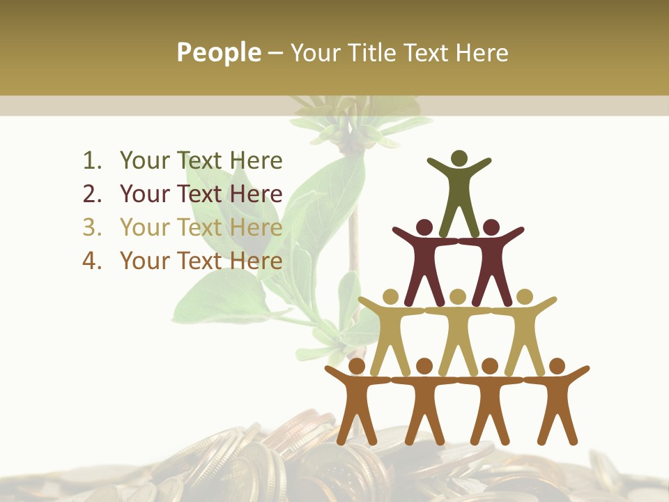 Coins And Plant, Isolated On White Background PowerPoint Template