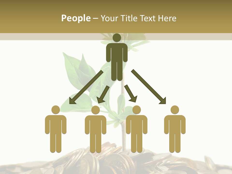 Coins And Plant, Isolated On White Background PowerPoint Template