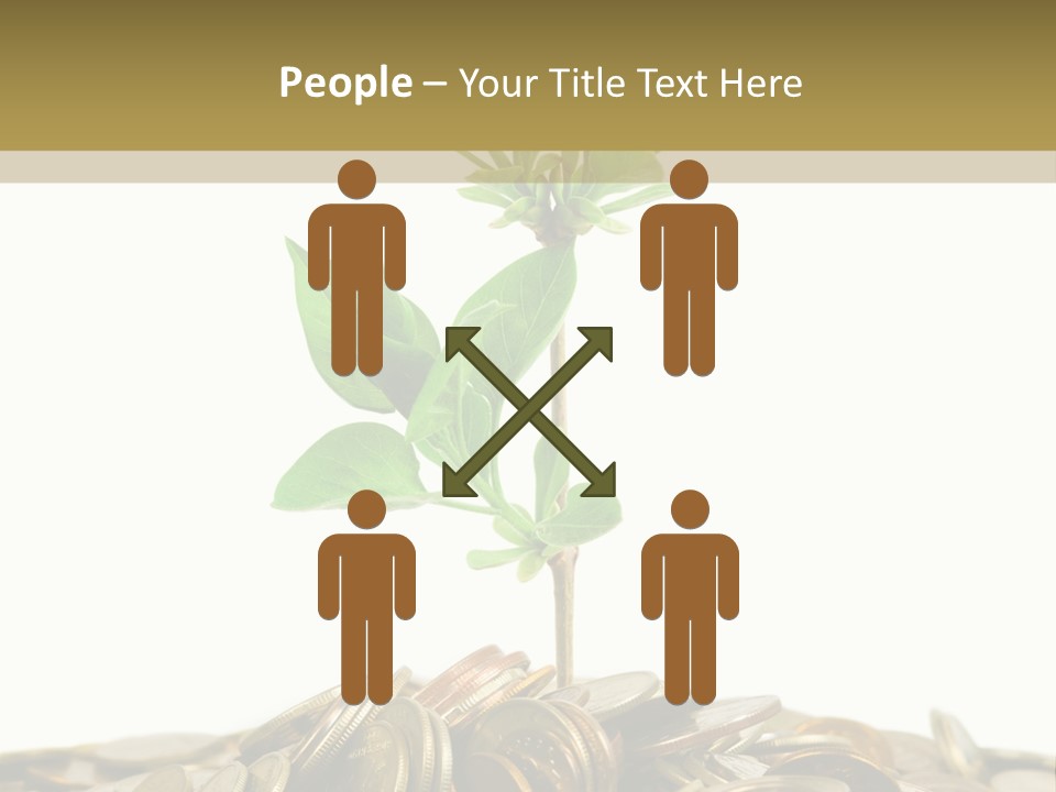 Coins And Plant, Isolated On White Background PowerPoint Template