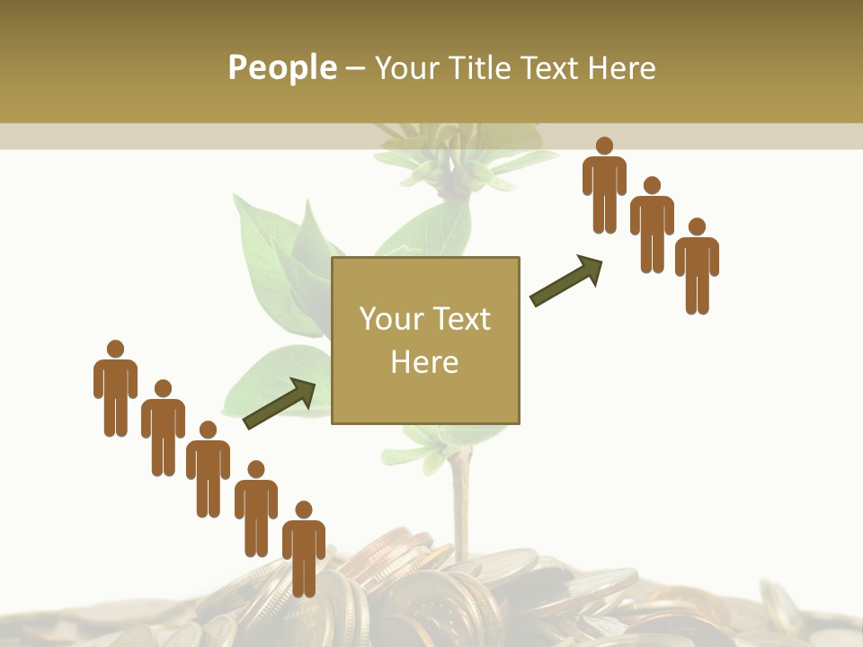 Coins And Plant, Isolated On White Background PowerPoint Template