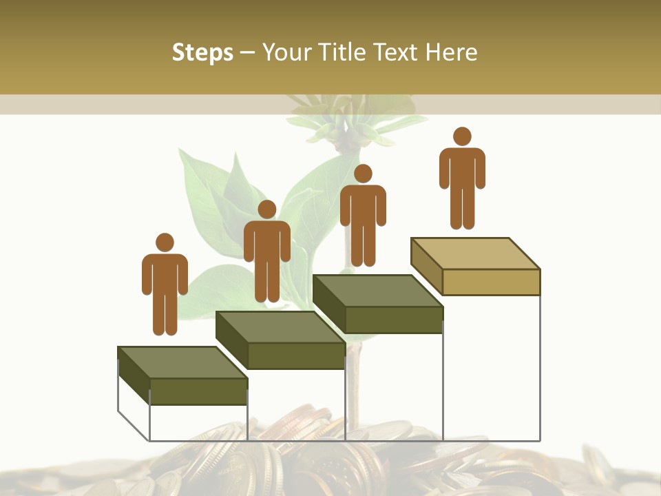 Coins And Plant, Isolated On White Background PowerPoint Template